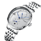 SENORS SN082 Orologio meccanico da uomo con cinturino in acciaio inossidabile, completamente automatico, scheletro, impermeabile