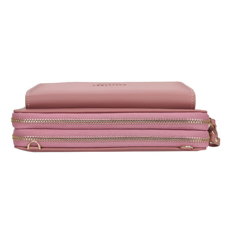 Women's Crossbody Bag Double Zip Wallet Fashion Purse Lady Card Holder Mobile Phone Bag  Shoulder Strap Purse