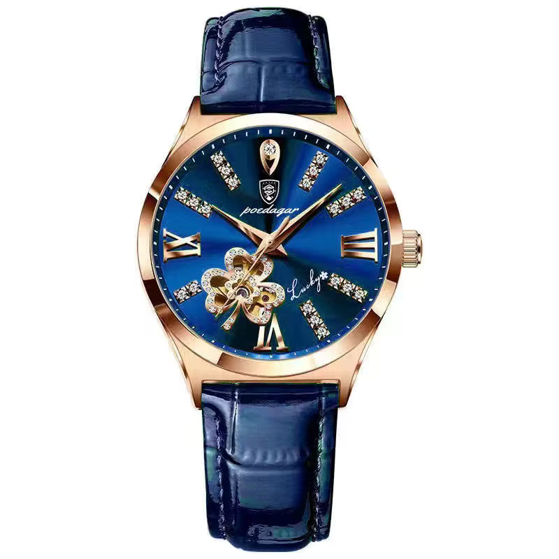 POEDAGAR Dames Quartz Horloge Topmerk Luxe Dames Polshorloge Echte Lederen Band Armband Klassiek Dameshorloge
