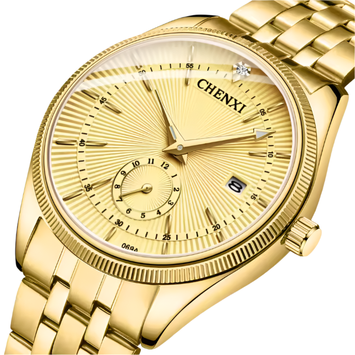 CHENXI Luxury Couple fashion quartz watch steel band watch Rhinstone Crafted Luminous Waterproof Couple Quartz Watch