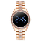 Women's LED Digital Watches Luxury Stainless Steel Rhinstone Diamond Waterproof Women LED Digital Quartz Watch - Acquisti Online
