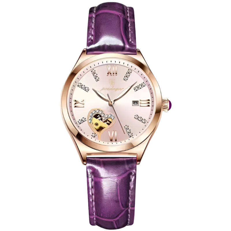 POEDAGAR Women Quartz Watches Original Leather Luxury Rhinstone Crafted Ladies Watch Waterproof Quartz Date Wristwatch