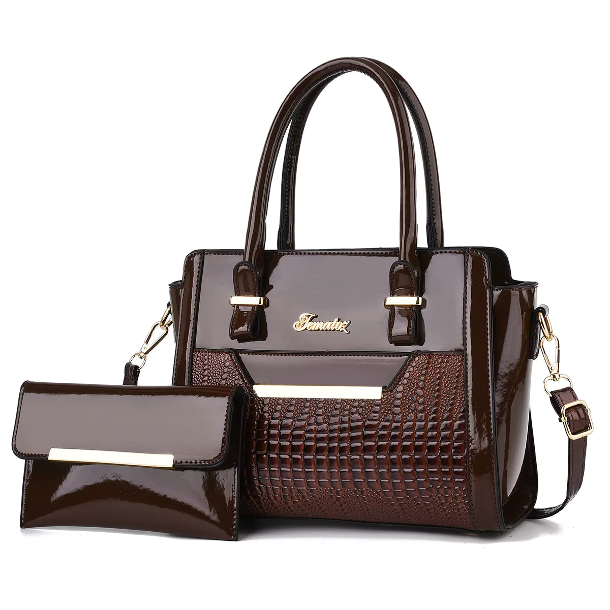 Women's Handbag PU Leather Premium Handbag 2-piece Set Shoulder Bag Large Capacity Crossbody Bag Women's Handbag - Acquisti Online