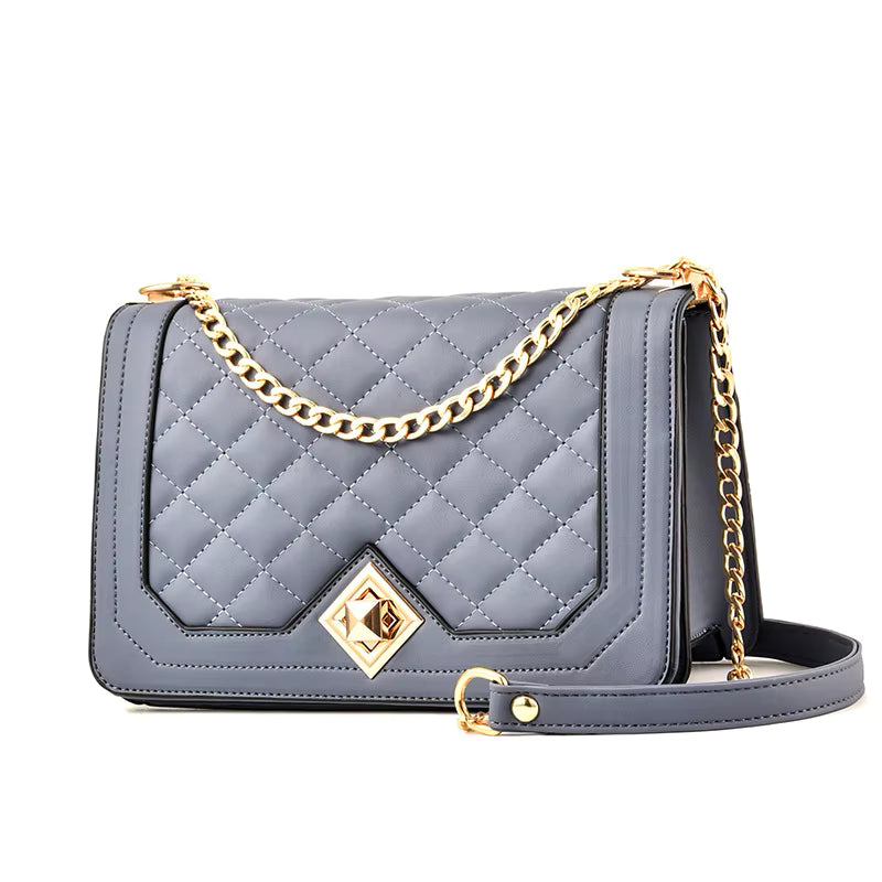 Women's Bag Pu Soft Leather Small Square Bag Retro Shoulder Bag Rhombus With Chain minimalist one shoulder bag