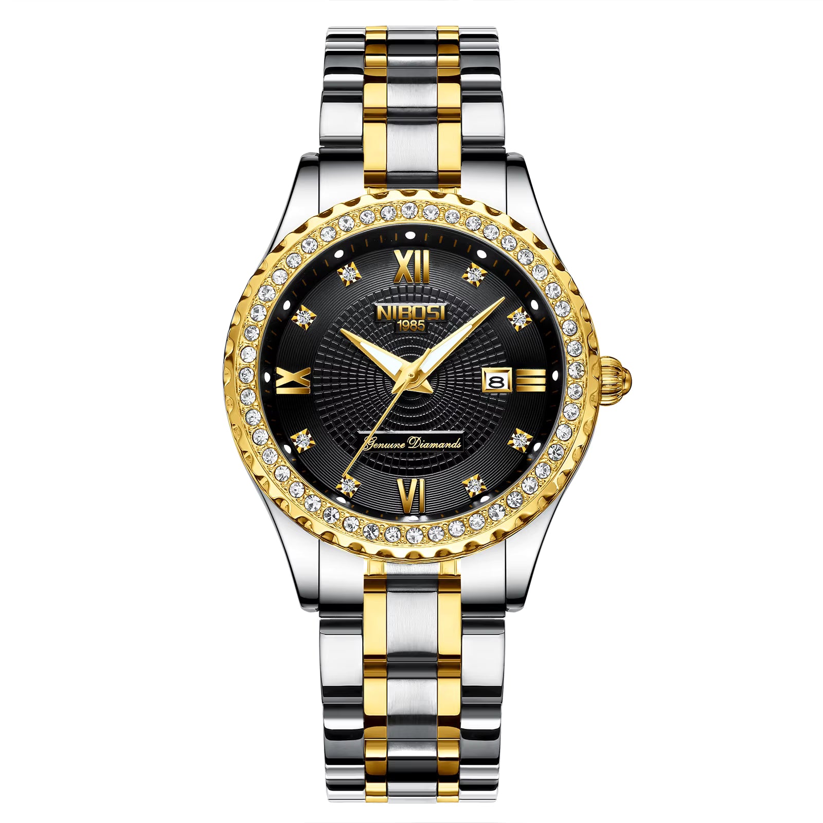 NIBOSI Women's Fashionable Quartz Watches Rhinstone Crafted Women Quartz Watches Stainless Steel Waterproof Quartz Watch