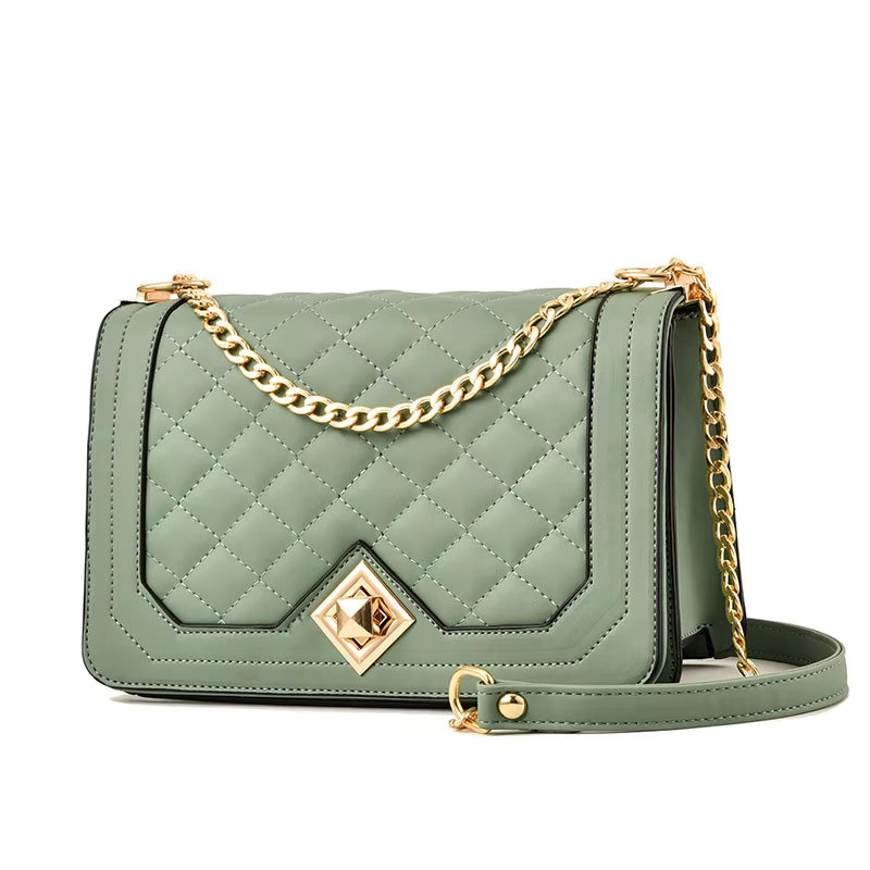 Women's Bag Pu Soft Leather Small Square Bag Retro Shoulder Bag Rhombus With Chain minimalist one shoulder bag