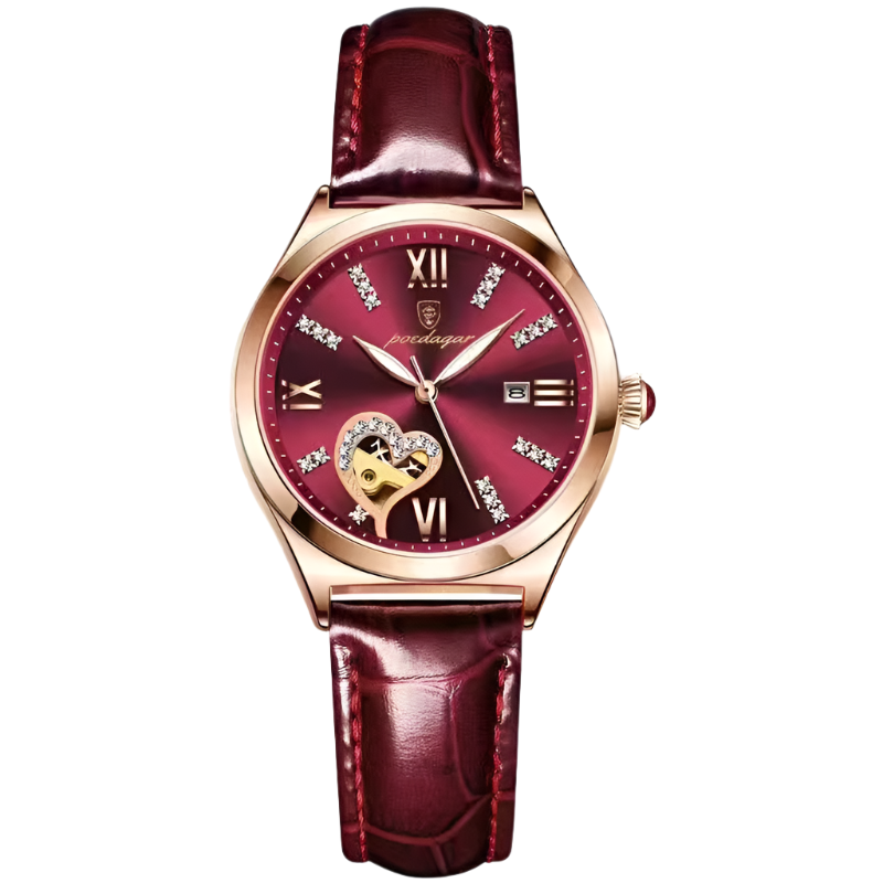 POEDAGAR Women Quartz Watches Original Leather Luxury Rhinstone Crafted Ladies Watch Waterproof Quartz Date Wristwatch