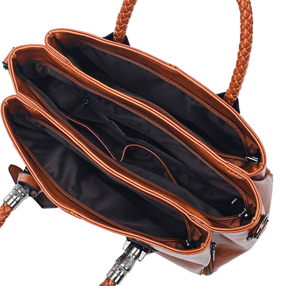 Women's Luxury Handbag Original Oil Wax Leather Women bag Large Capacity Multi Zipper Pocket Women Shoulder Bag