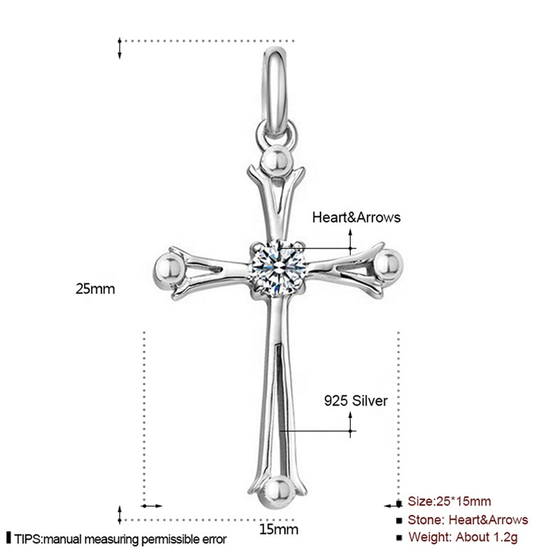 Women Fashionable Necklace 925 Sterling Silver Platinum Plated Zirconia Cross Nacklaces High Quality Women Necklace