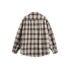Men's Fashion Vintage Brushed Plaid Long Sleeve Shirt Plaid Flannel Padded Shirt Front Snap Buttons Men's Shirt
