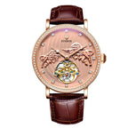 FOXBOX Brand Luxury Mechanical Waterproof Tourbillon Creativity Leather Band Sport Wristwatch Mechanical Automatic Watches