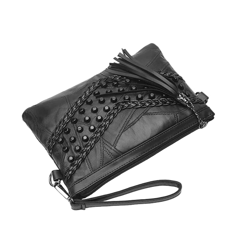 Women's Sheepskin Mini Crossbody Bag Tassel Clutch Bag Large Capacity Shoulder Bag Women Slim Crossbody Bag
