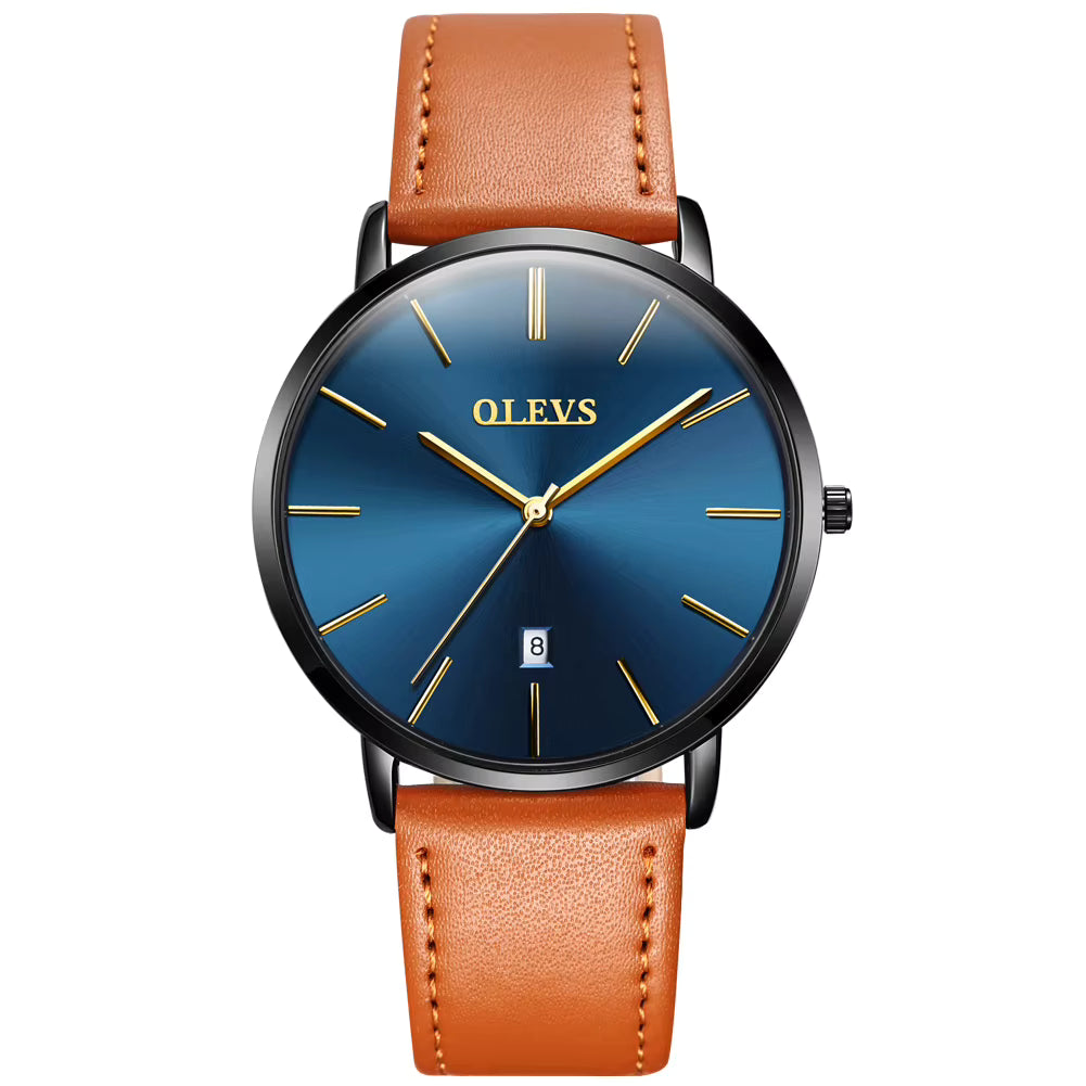 OLEVS Modieus dameshorloge met echte leren band, waterdicht Japans quartzhorloge van hoge kwaliteit