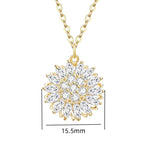 Women Fashionable Necklace Sunflower Pendant Necklace Stainless Steel Zircon Spinning Flower Women Necklace