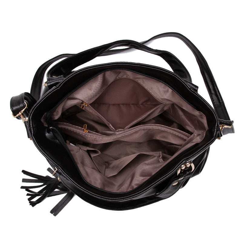 Dames handtas met meerdere zakken en grote capaciteit, originele leren crossbodytas, luxe schoudertas voor dames
