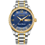 OLEVS 6618 Heren Luxe Diamant Gemaakt Waterdicht Quartz Horloge Stalen Band Datum Analoog Lichtgevend Heren Quartz Horloge