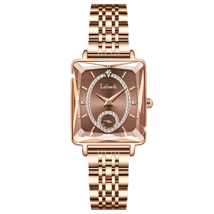 LABAOLI Dames Armband Quartz Horloges Roestvrij Staal Luxe Strass Handgemaakt Datum Dames Quartz Horloges