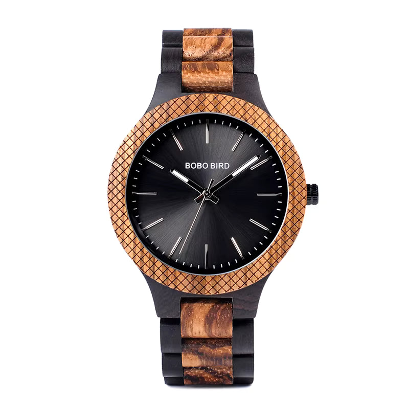 BOBO BIRD Houten Quartz Horloge Horloges met Lichtgevende Wijzers in Houten Modieus Waterdicht Quartz Horloge 