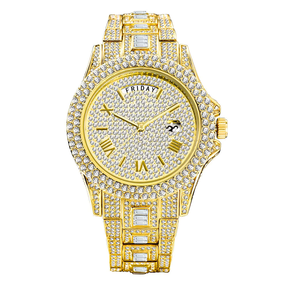 Women's Luxury Fashionable Rhinstone Crafted Quartz Movement Watch Stainless Steel Women's Quartz Watch - Acquisti Online