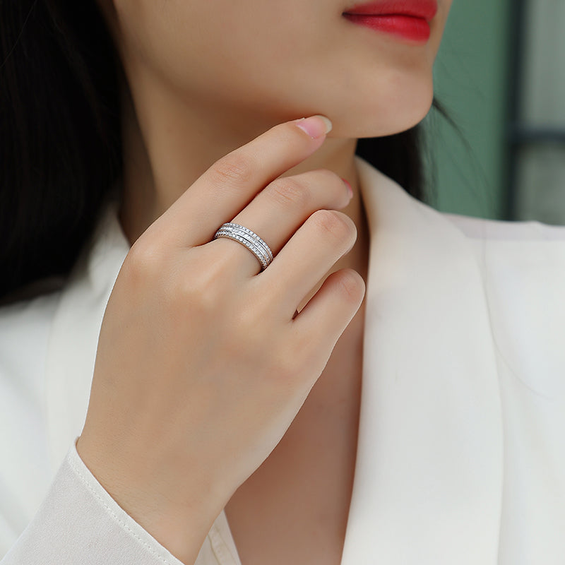 Luxe S925 sterling zilveren ring voor dames, hoogwaardige Moissanite, fijne sieraden, rhodium-geplateerde zilveren damesring