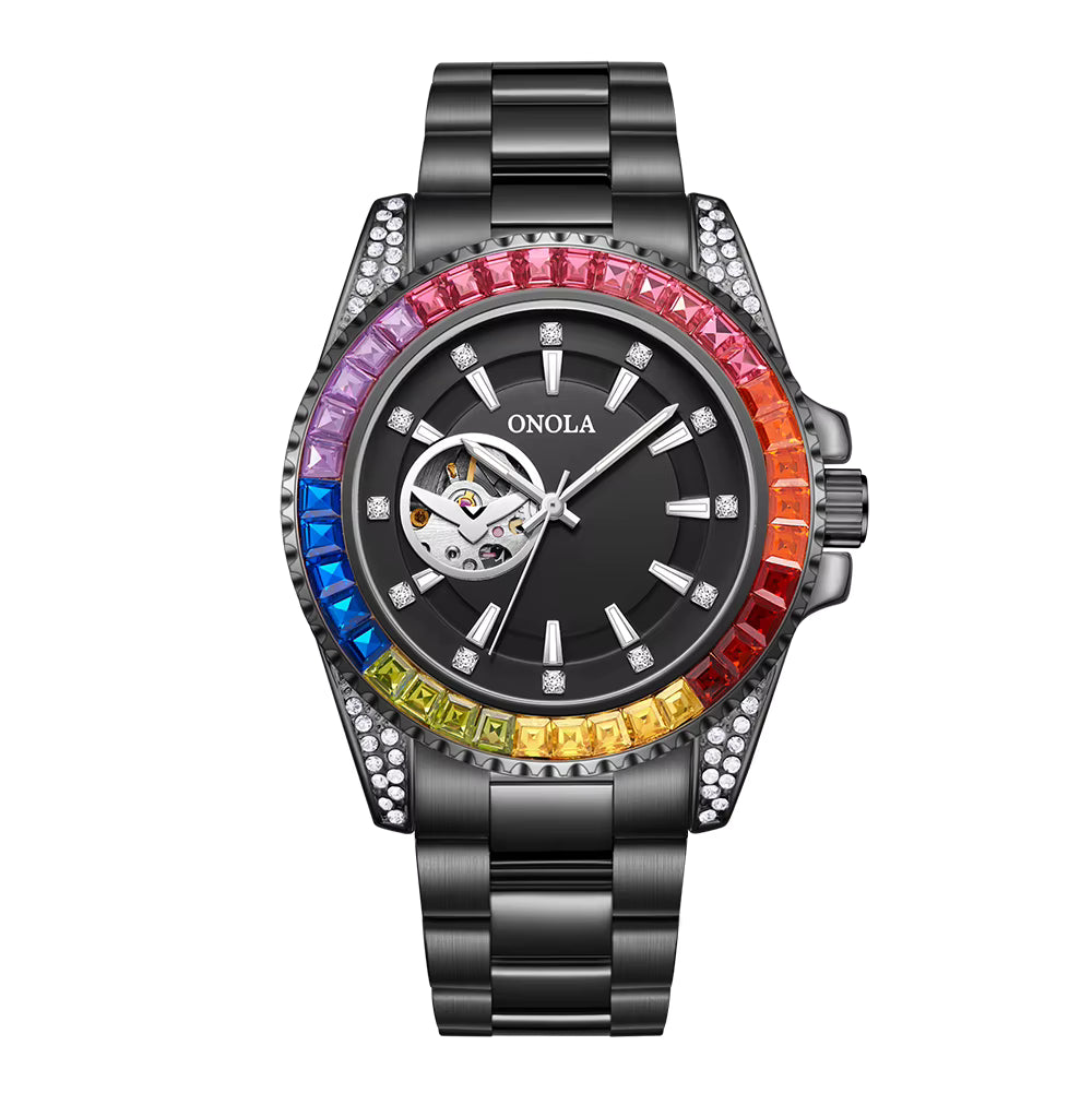 Orologio meccanico automatico luminoso classico da uomo ONOLA, orologio sportivo multifunzione impermeabile di lusso da uomo