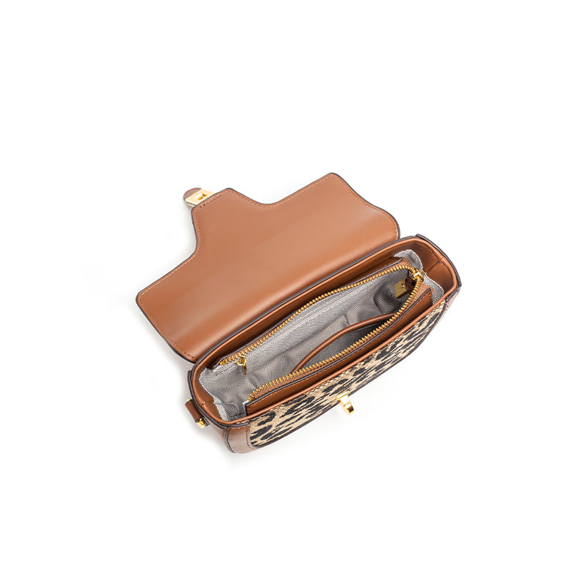 Dames schoudertas luipaardprint mode enkele schouder crossbody tas slot gesp leren dames schoudertas