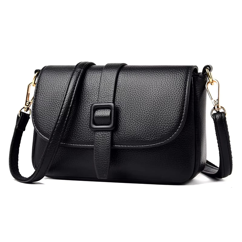 Women's Fashionable Shoulder Bag Original Leather Multi Zipper Pocket Shoulder Small Square Bag Women's Crossbody Bag