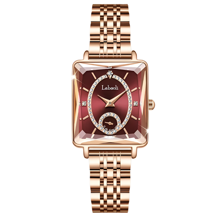 LABAOLI Dames Armband Quartz Horloges Roestvrij Staal Luxe Strass Handgemaakt Datum Dames Quartz Horloges