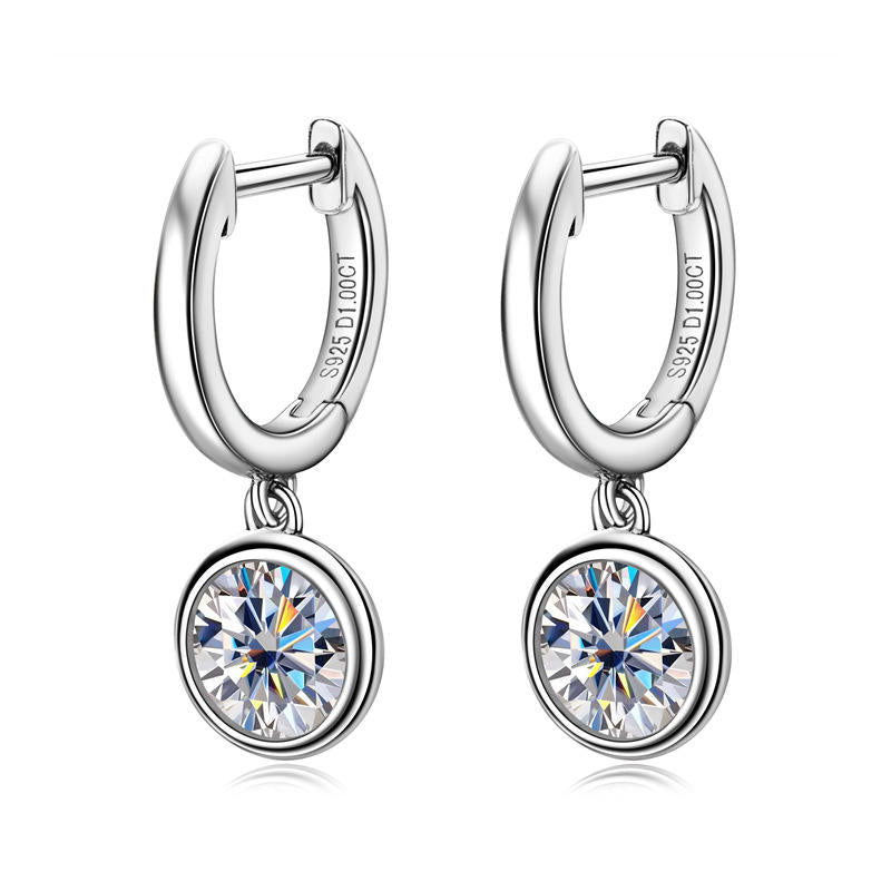 Orecchini di lusso da donna in argento sterling 925 di alta qualità con gancio per l'orecchio, orecchini a cerchio con diamanti e moissanite, orecchini alla moda da donna
