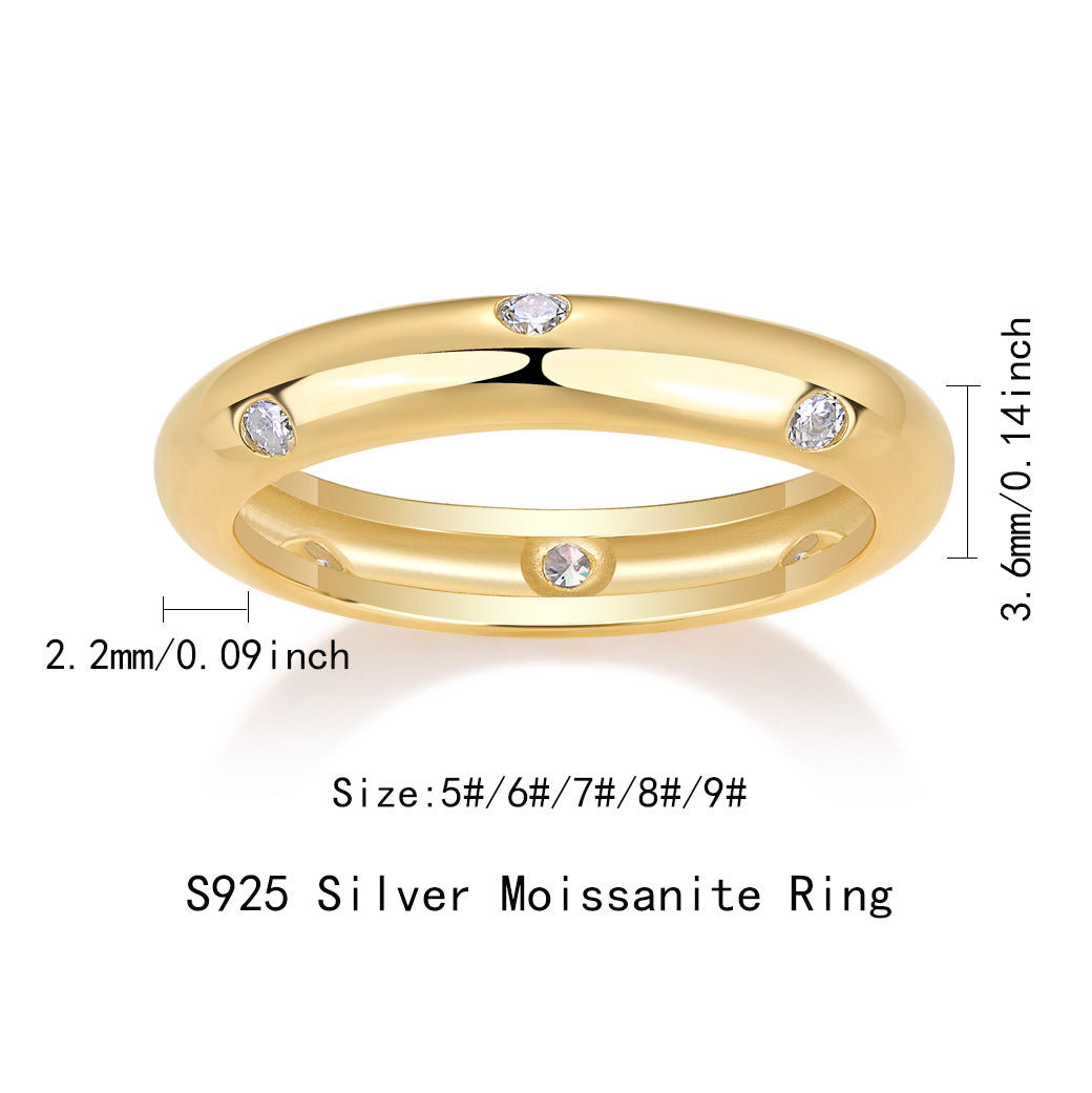 Luxe damesringen: Sterrenring met moissanite en diamanten, verguld met 18 karaats goud, 925 sterling zilveren ring, verlovingsringen voor dames.