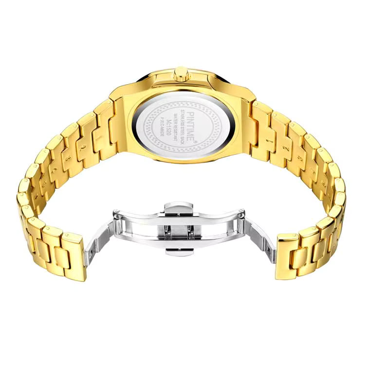 PINTIME Merk Dames Luxe Horloge Mode Stalen Band Zakelijk Dameshorloge Waterdicht Datum Kwarts Polshorloges