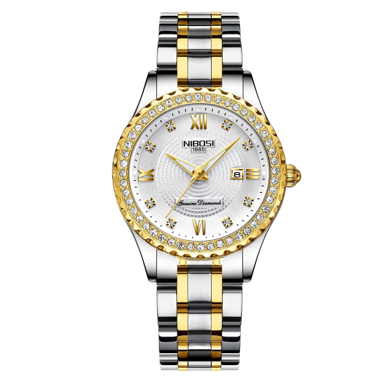 NIBOSI Damesmode Quartz Horloge Rhinstone Crafted Quartz Horloge Roestvrij Staal Waterdicht Quartz Horloge