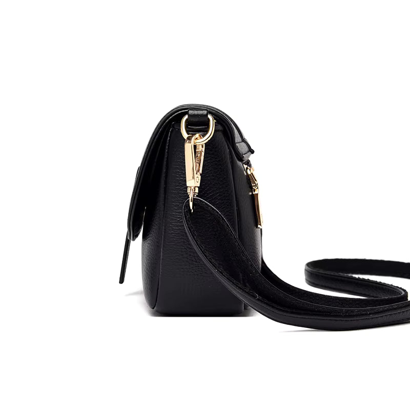 Women's Fashionable Shoulder Bag Original Leather Multi Zipper Pocket Shoulder Small Square Bag Women's Crossbody Bag