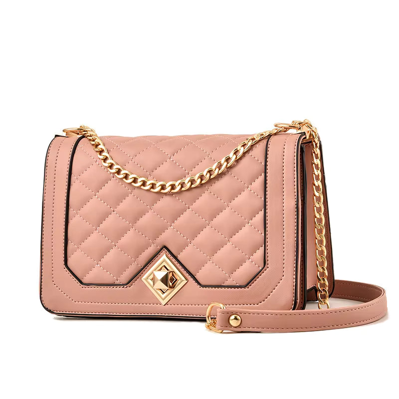 Women's Bag Pu Soft Leather Small Square Bag Retro Shoulder Bag Rhombus With Chain minimalist one shoulder bag