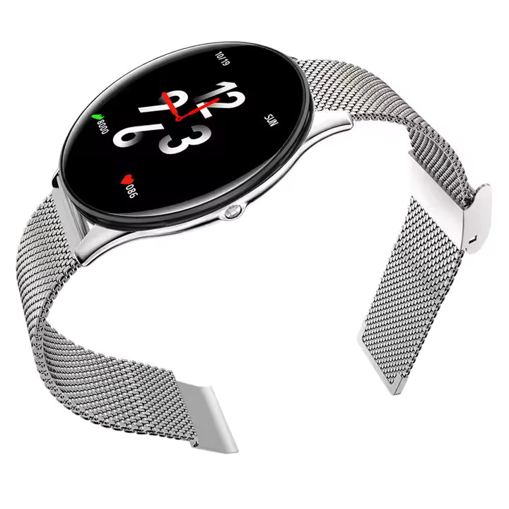 Modieuze mesh-riem smartwatch met gezondheidsmonitoring, Bluetooth-oproep, slimme herinnering, multifunctionele sportmodus, HD-scherm smartwatch