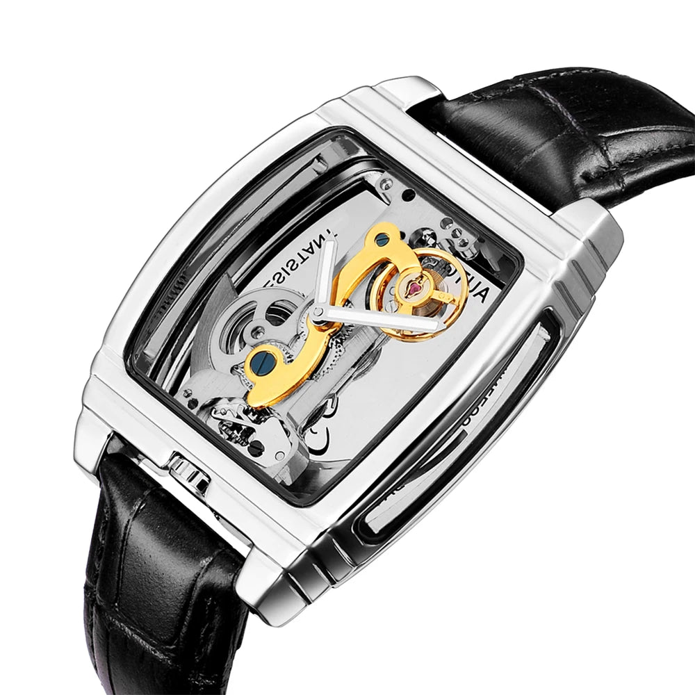 SHENHUA Men Barrel Shaped Double Sided Hollow Automatic Watch - Acquisti Online