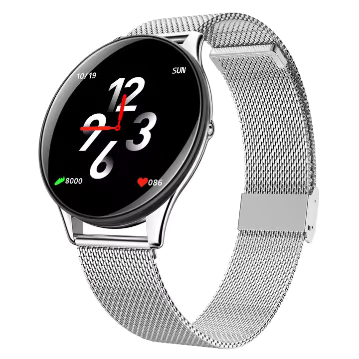 Modieuze mesh-riem smartwatch met gezondheidsmonitoring, Bluetooth-oproep, slimme herinnering, multifunctionele sportmodus, HD-scherm smartwatch
