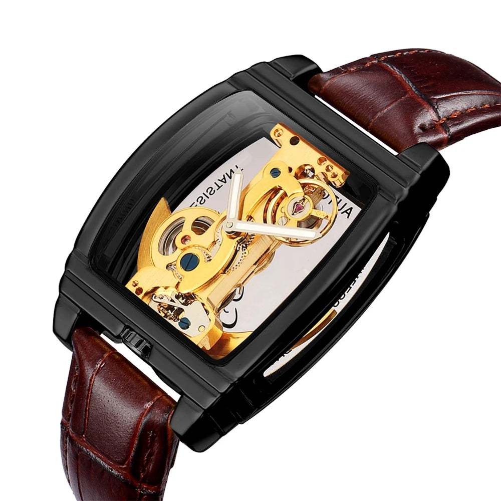 SHENHUA Men Barrel Shaped Double Sided Hollow Automatic Watch - Acquisti Online