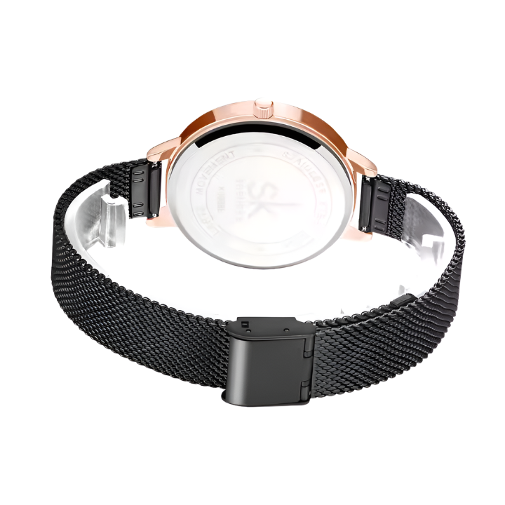Shengke Luxe Merk Dames Quartz Horloge Kristal Dameshorloges Mesh Riem Quartz Polshorloges Strass Dameshorloge