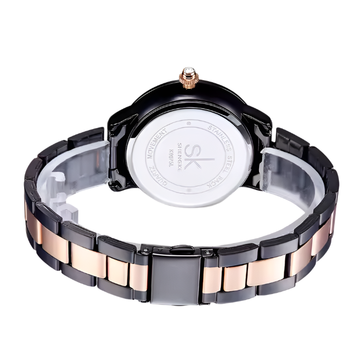 SHENGKE Luxury Bracelet Ladies Quartz Wristwatch Stainless Steel Band Rhinsone Crafted Women's Quartz Watches