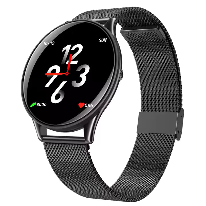Fahiona Orologio Intelligente con Cintura in Rete, Monitoraggio della Salute, Chiamata Bluetooth, Promemoria Intelligente, Modalità Sportiva Multifunzione, Schermo HD, Orologio Intelligente