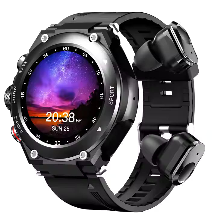 Orologio intelligente T92, auricolari wireless, fitness tracker, musica, promemoria intelligente, chiamata vocale, frequenza cardiaca, pressione sanguigna, orologio intelligente da uomo