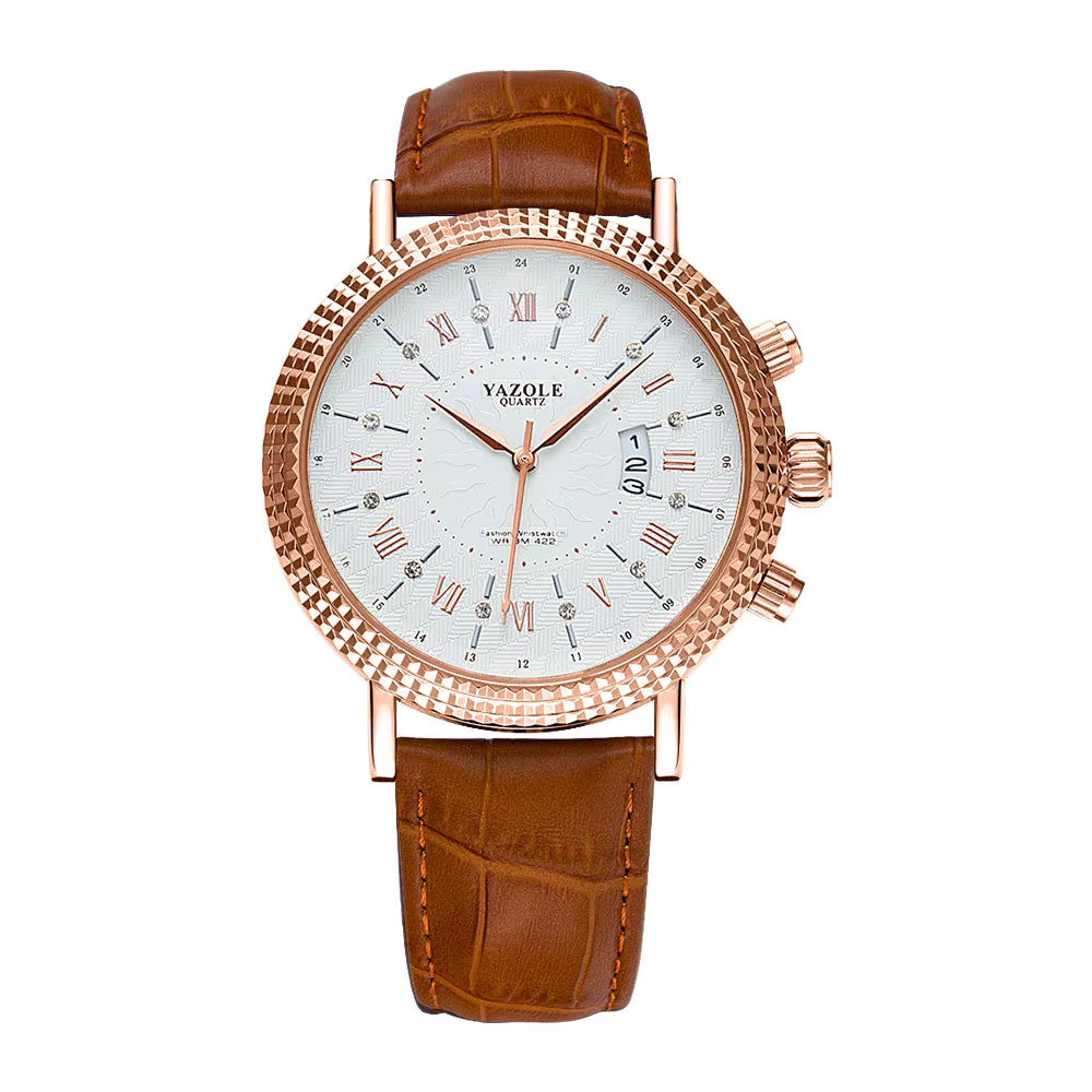 YAZOLE Women Luxury Quartz Watch Original Leather Band Stainless Steel Case Women Fashion Quartz Movement Watch