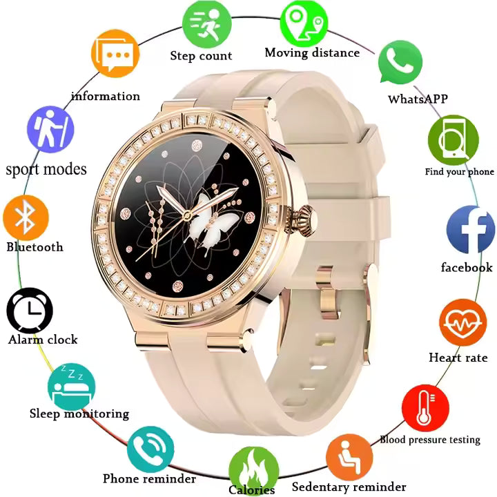 Women's Bluetooth Call Smart Watch Health Monitoring Heart Rate Smart Reminds women smart watch