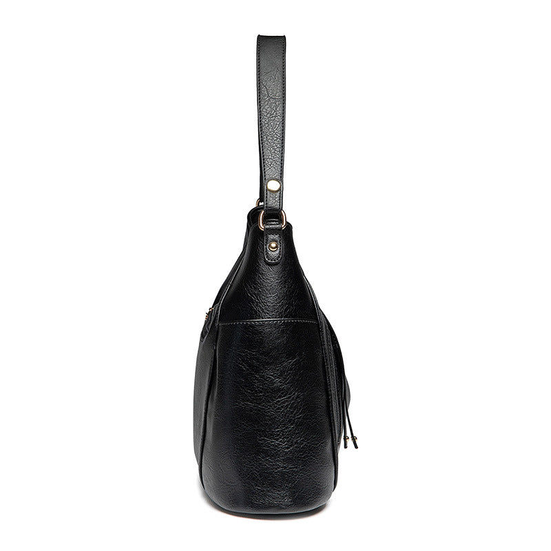 Grote handtas voor dames, originele leren schoudertas met meerdere zakken, modieuze zachte crossbodytas voor dames
