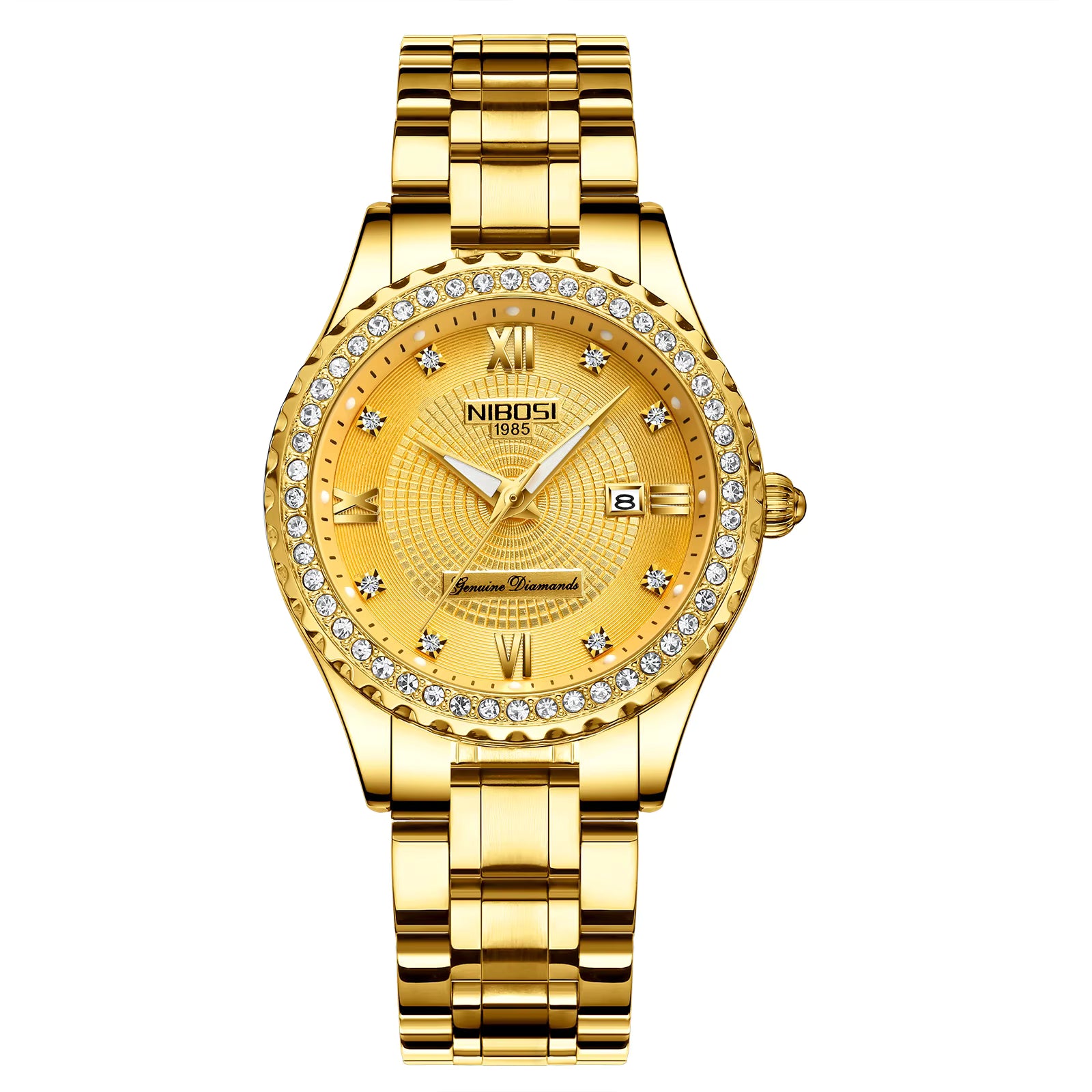 NIBOSI Women's Fashionable Quartz Watches Rhinstone Crafted Women Quartz Watches Stainless Steel Waterproof Quartz Watch