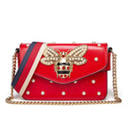 Women's Pearl Shoulder Crossbody Small Handbag Large Capacity PU Leather Shoulder Bag Women Square Clutch Handbag