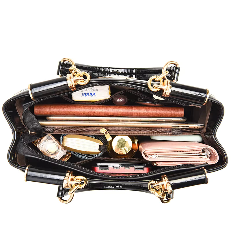 Dames handtas met meerdere ritsvakken, grote capaciteit, luxe schoudertas, diagonale crossbody, modieuze damestas