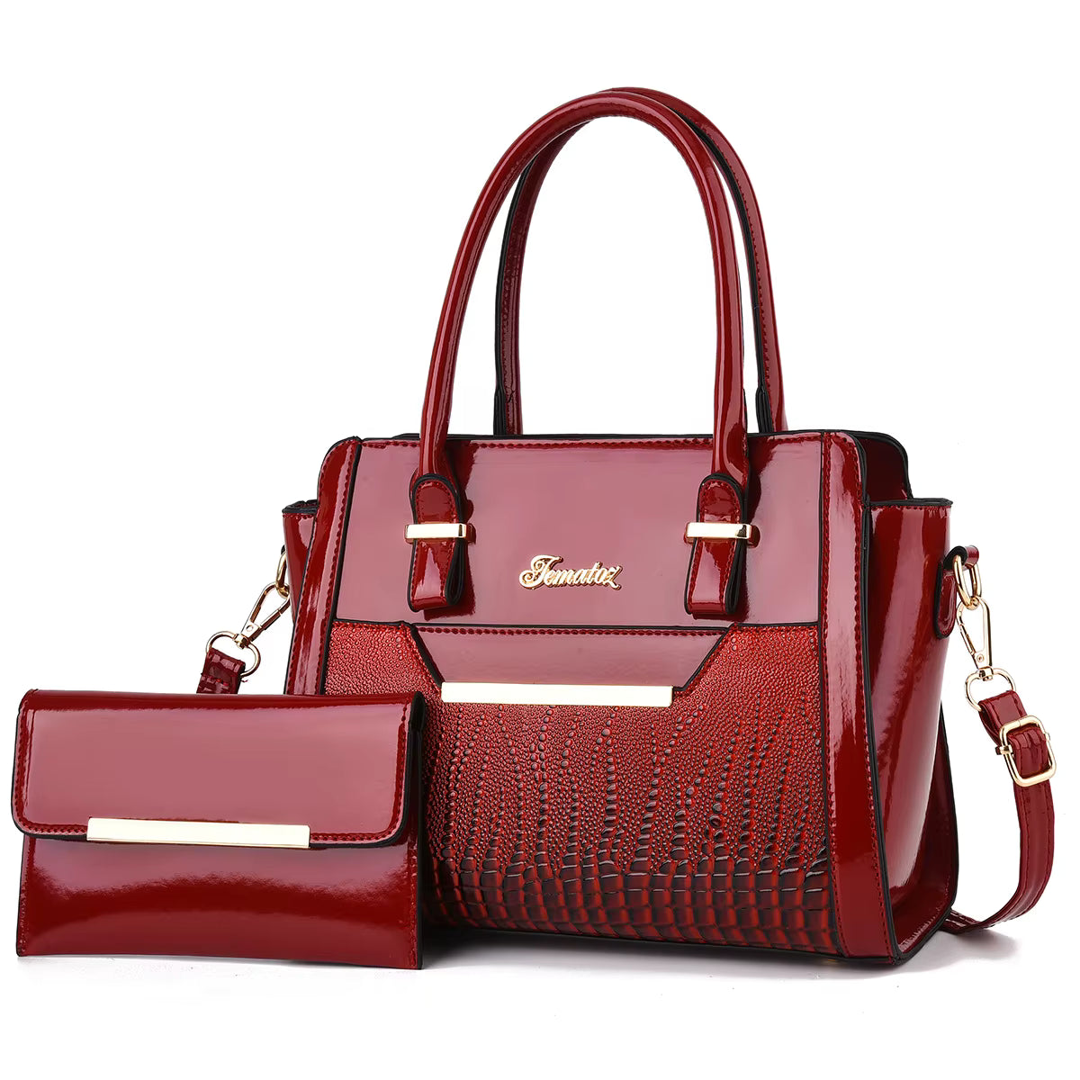 Women's Handbag PU Leather Premium Handbag 2-piece Set Shoulder Bag Large Capacity Crossbody Bag Women's Handbag - Acquisti Online