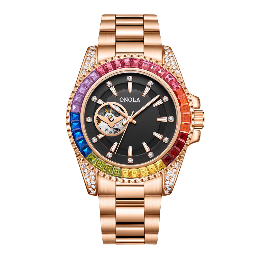 Orologio meccanico automatico luminoso classico da uomo ONOLA, orologio sportivo multifunzione impermeabile di lusso da uomo
